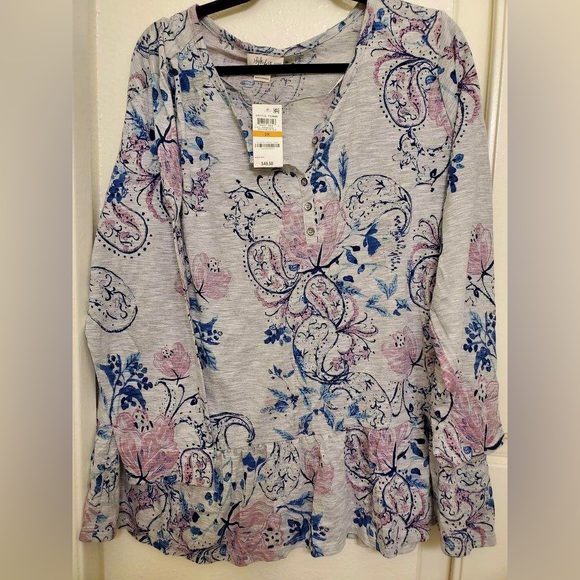 NWT 3/4 Sleeve Peplum Top Style and Co - Picture 1 of 4